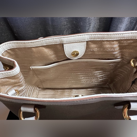 Prada White Jacquard Logo Tote 2-way design Crossbody or Handbag - Picture 15 of 16